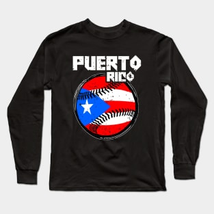 Puerto Rico 2024 Baseball Flag Pride PR Long Sleeve T-Shirt